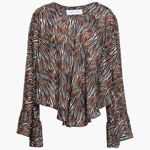 IRO Luxe Tildana Flowy zebra-print 100% silk blouse Sz 38/6us Nwot